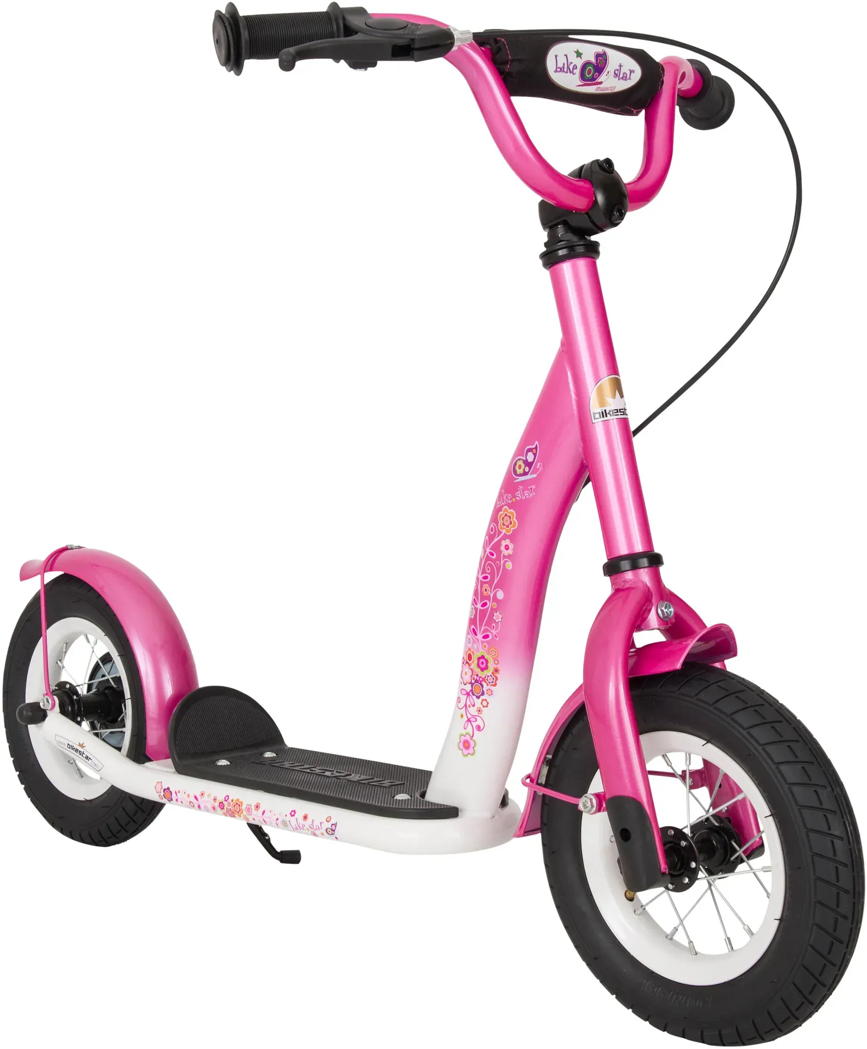 Scooter BIKESTAR, pink (pink, schwarz, weiß), RollerB:50cm L:95cm, B:50cm L:95cm