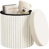 Woltu Sitzhocker mit Deckel Velvet 38 x 36 x 38 cm Beige
