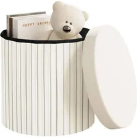 Woltu Sitzhocker mit Deckel Velvet 38 x 36 x 38 cm Beige