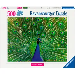 Puzzle RAVENSBURGER "Colorful Animals, Peacock", bunt, Puzzles, KinderB:49,3cm H:36,2cm, Made in Germany, B:49,3cm H:36,2cm