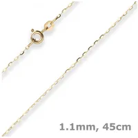 Schmuck Krone Goldkette 1,1mm Ankerkette flach aus 585 Gelbgold 45cm, Gold 585 goldfarben