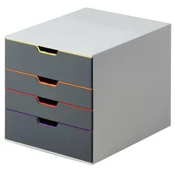 Durable Schubladenbox Varicolor 4, Formate bis DIN A4/C4, 4 farbige Schübe,