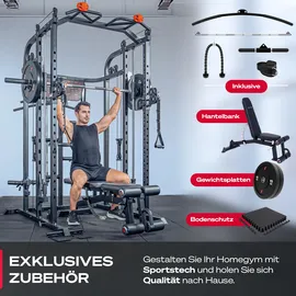 Sportstech SXM150 Smith Machine für Zuhause, schwarz No Size