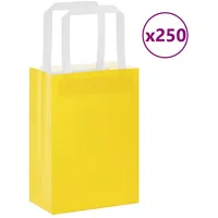 VidaXL Papiertragetaschen 250 Stk. mit Henkeln Gelb 15x8x21 cm