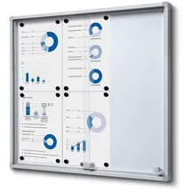 Showdown Displays Abschließbarer Schaukasten SLIM für Innen mit Schiebetüren - mit Sicherheitsecken - 6x Din A4