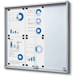 Showdown Displays Abschließbarer Schaukasten SLIM für Innen mit Schiebetüren - mit Sicherheitsecken - 6x Din A4