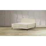 Emma Elite Boxspringbett - Beige - 160x200 cm - Kopfteil Streifen - Metall Füße