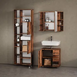 livinity® Eisak Badschrank 60 x 190 x 30 cm Braun