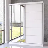 fabryka mebli idczak Schwebetürenschrank Kleiderschrank Bella 03, 183 cm, Weiß/Weiß, mit Spiegel - Weiß