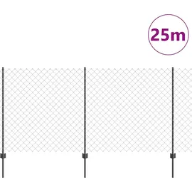 vidaXL Zaun mit Pfosten 1,2 x 25 m Grau/Stahl