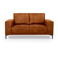 2-Sitzer OTTO HOME "Kompaktsofa Oland, Struktur, Flachgewebe, Luxus-Microfaser, Boucle", braun (cognac), B:164cm H:85cm T:83cm, 100% Polyester, Sofas, 164 cm, Wellenunterfederung, Skandi-Design, Metallfüße