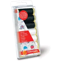 Gütermann Allesnäher Set, 7 Rollen Nähgarn, 100 m, Schwarz und Weiß