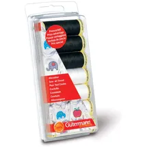Gütermann Allesnäher Set, 7 Rollen Nähgarn, 100 m, Schwarz und Weiß
