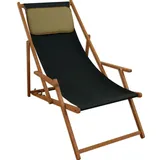 Erst-Holz Liegestuhl schwarz Sonnenliege Kissen Gartenliege Holz Deckchair Strandstuhl Gartenmöbel 10-305KD