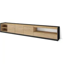 SKRAUT HOME Lowboard 310x50x37 cm Eiche Schwarz Holzwerkstoff