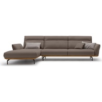 hülsta sofa Ecksofa hs.460, Sockel in Nussbaum, Winkelfüße in Umbragrau, Breite 338 cm beige|grau