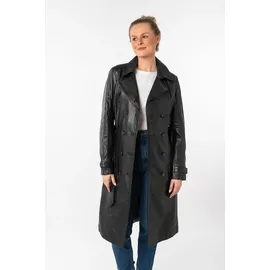 Mauritius Ledermantel "GWTaruh OT", Damen, Gr. M, schwarz, Obermaterial: 100% Schafsleder. Futter: 100% Baumwolle. Ärmelfutter: 100% Polyester, unifarben, regular fit, Mäntel, femininer Leder-Trenchcoat mit Bindegürtel