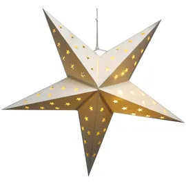 Expo Börse Weihnachtsstern Papier 60 cm mit 10 LEDs und Timer WEISS