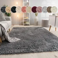 Paco Home Hochflor Teppich Wohnzimmer Fellteppich Shaggy Flauschig grau, 140x200 cm,