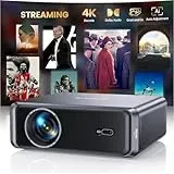 Smart Beamer, Autofokus/Trapezkorrektur 1000 ANSI Beamer 4K Unterstützt, WiFi6 Bluetooth Full HD 1080P Mini Projektor 4K Heimkino/Outdoor für Handy/PC