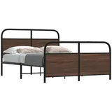 vidaXL Metallbett ohne Matratze Braun Eichen-Optik 140x190 cm