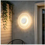 mai & mai Wandleuchte Außen 6W LED Wandlampe | Außenleuchte Wegeleuchte für Garten, 3000K mit Bewegungsmelder Außenlampe ⌀300X65mm IP65 Sandweiß LunaLights