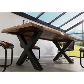 MASSIVMOEBEL24.DE Baumtisch 220 x 77 x 100 cm natur/grau