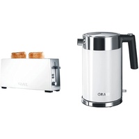 Graef Langschlitz-Toaster TO 91, Edelstahl, weiß & Edelstahl Wasserkocher WK 61 Acryl, weiß
