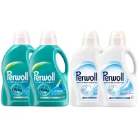 PERWOLL Flüssig-Set 4x 27 Waschladungen (108WL) 2x Sport & 2x White, Hygiene Waschmittel reinigt sanft, entfernt schlechte Gerüche & Feinwaschmittel erneuert Weiß und Fasern