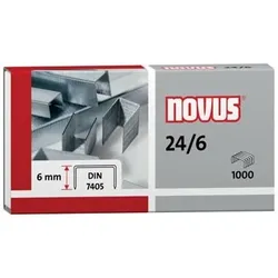 NOVUS Heftklammern 24/6, Kapazität: 25 Blatt, Schenkellänge 6 mm, 1000er