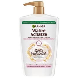 Garnier Wahre Schätze Beruhigendes Shampoo Sanfte Hafermilch, XXL Formal 1L, für empfindliches Haar und sensible Kopfhaut, 1000 ml