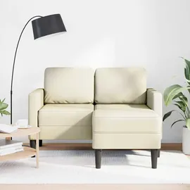 vidaXL 2-Sitzer-Sofa mit Chaiselongue L-Form Creme 125 cm Kunstleder