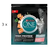 (€13,79/kg) Purina ONE High Protein Reich an Lachs Adult Katzenfutter 3 x 650 g