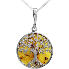 Ostsee-Schmuck Kette mit Anhänger Lebensbaum 21 mm Silber 925/000