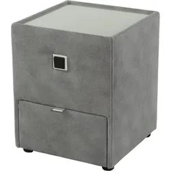 Nachtkonsole JOCKENHÖFER GRUPPE "Lancy", grau (grau 411, 19), B:42,5cm H:53cm T:45cm, Holzwerkstoff, Glas, Sideboards, mit LED-Beleuchtung