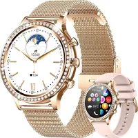 Smartwatch Damen mit Telefonfunktion 1.32 Zoll HD Armbanduhr Fitness Tracker mit Pulsmesser Schlafmonitor Fitnessuhr Roségold - Beige