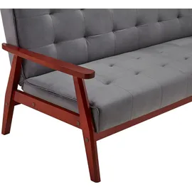 SalesFever Schlafsofa Samt 3-Sitzer Dunkelgrau