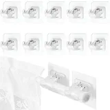 AONAYO 10 Stück Gardinenstange Ohne Bohren,Gardinenstangenhalter,Curtain Rod No Drill,Verstellbare,Gardinenstangen Halterung,Selbstklebende Gardinenstangenhalter Aus PC Für Badezimmer Und Wohnzimmer