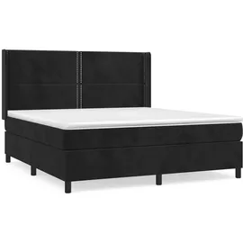 vidaXL Boxspringbett mit Matratze Schwarz 180x200 cm Samt