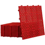 FIXKRAFT 11x Bodenfliese 1 m2, Terrassenfliese Werkstattboden Rot