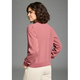 LAURA SCOTT LAURA SCOTT, Damen, Gr. 46, bordeaux, Web, Obermaterial: 98% Polyester, 2% Elasthan. Bündchen: 95% Polyester, 5% Elasthan, bedruckt, metallic, unifarben, normal, Bündchen, Jacken Blouson, mit Herz Druck-Applikationen, leichte Übergangsjacken