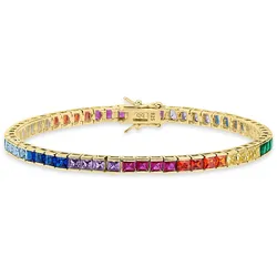 Armband »Schmuck Geschenk Silber 925 Armschmuck Tennisarmband Regenbogen«, mit Zirkonia (synth.), 64689730-19 gelbgoldfarben-mehrfarbig + mehrfarbig