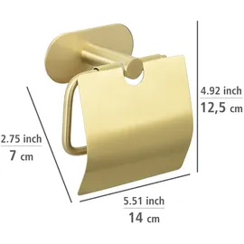 Wenko Turbo-Loc® Bad Acessoires Toilettenpapierhalter mit Deckel Orea Gold Matt, Befestigen ohne bohren