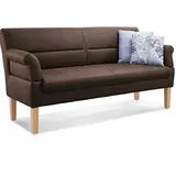 CAVADORE 2,5-Sitzer Kira / Sitzbank für Küche, Esszimmer oder Wohnküche in Lederoptik / Inkl. Armteilverstellung und Federkern / 168 x 94 x 81 / Hochwertiges Mikrofaser: Braun