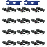 SOLARTRONICS 12 Paar Solarstecker , Männlich/Weiblich Solarpanel Kabelstecker, IP67 Wasserdicht, PV Stecker kompatibel mit MC4, Steckverbinder für 4mm2 - 6mm2 Solarkabel mit Solar-Spannschlüssel