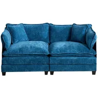 OKWISH Cloud Sofa 2-Sitzer 37x91x77 cm Chenille Bezug ergonomisch, modular verschiebbar, Rückenlehnenkissen, komfortabel, Blau
