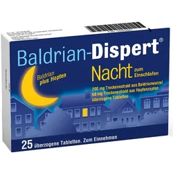 Baldrian Dispert Nacht zum Einschlafen üb.Tabl. 25 St Überzogene Tabletten