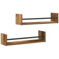 VidaXL Wandregale Set aus 2 Altes Holz Holz, Metall