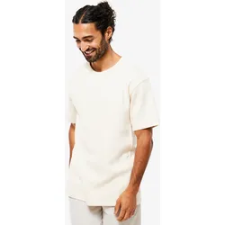T-Shirt Yoga strukturiert Bio-Baumwolle Herren - beige, beige, S