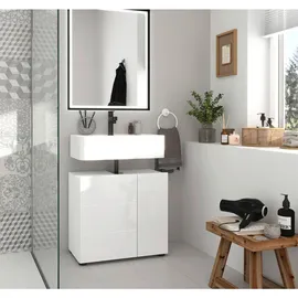 xonox.home Waschbeckenunterschrank Vira 60 x 57 x 34 cm Weiß Hochglanz